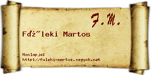 Füleki Martos névjegykártya